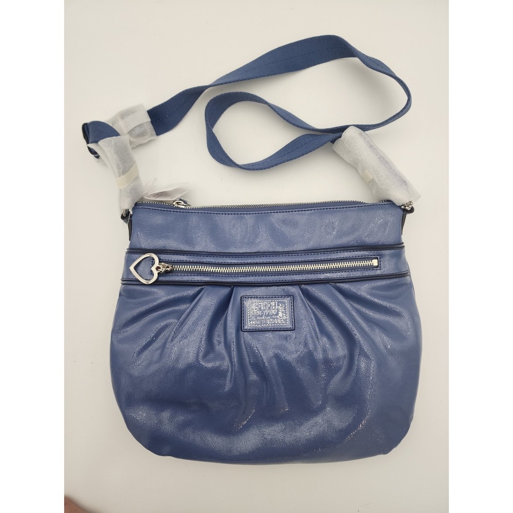 Coach Poppy Daisy Blue Liquid Gloss Patent Leather Crossbody Bag With Tags